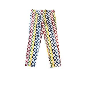 Krazy Larry Women’s Sz 16 White Rainbow Colorful Circles Ankle Pull‎ On Pants
